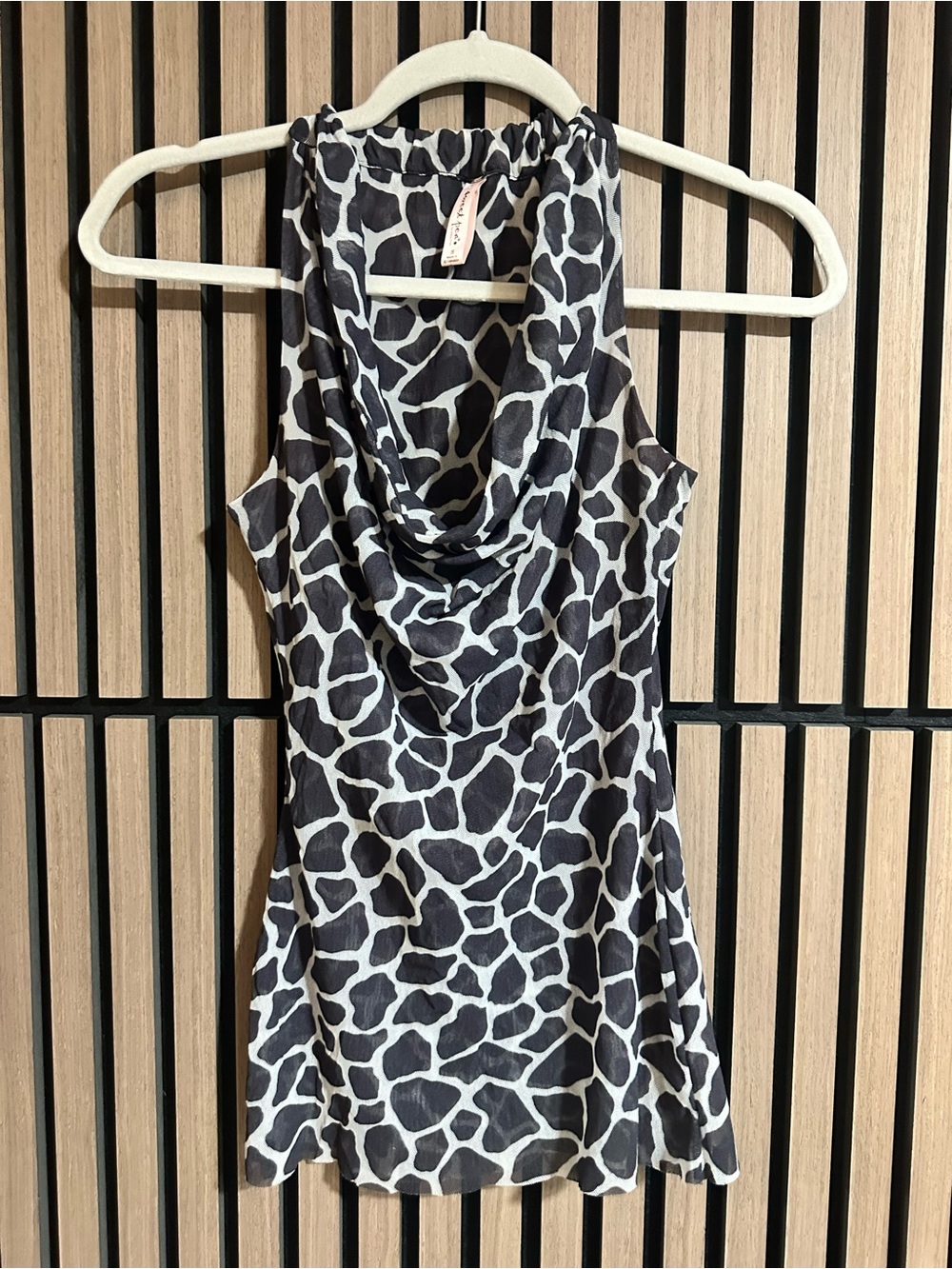 Sweet Pea Y2K Women’s Micro Mesh Cowl Neck Sleeveless Animal Print Stretch S